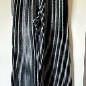 Socialite Blue Ribbed Maxi Wide Leg Stretch Pants
